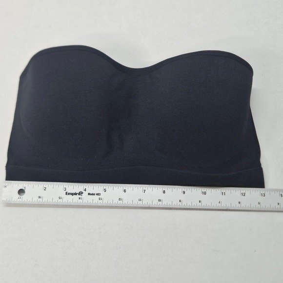 Auden Women's Black Seamless Strapless Comfortable Bandeau Bra Top Size L - Picture 2 of 7